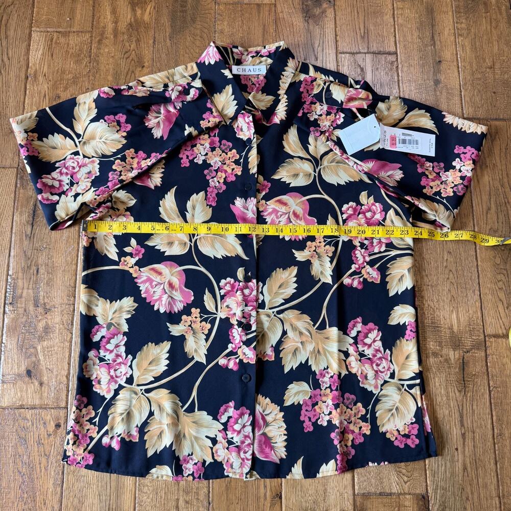 NWT Chaus Womens Button Up Blouse & Skirt Set Sz 16 Black Floral Business career - Picture 5 of 11